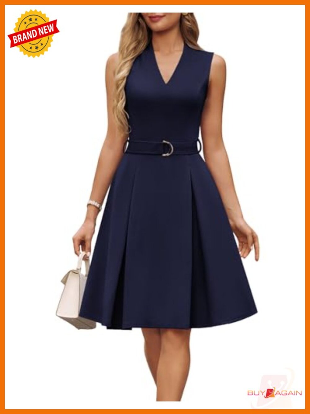 GRACE KARIN Women's Fit and Flare Work Business Dress with Belt
